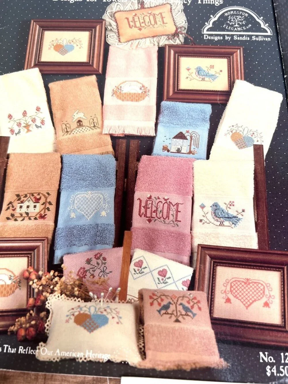 3 Books Reversible Pattern Darning Cross-Stitch Booklet For Towels & Home Decor